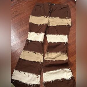 Brown and Cream Fabric Strips